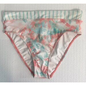 Spendid Swimsuit Bottom Women Size S High Leg Tie Dye Pattern Striped Waist New